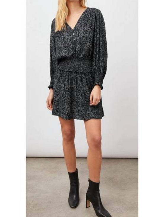 Rails Dresses & Skirts - Rails Zana Abstract Animal Print Long Sleeve Mini Dress Sz M In Charcoal